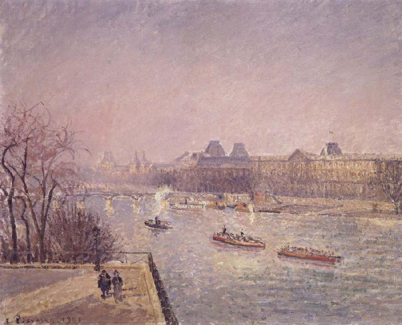 Camille Pissarro Morning,winter sunshine,frost the Pont-Neuf,the Seine,the Louvre China oil painting art